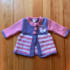 NWOT knit unicorn sweater 0-6mo girl